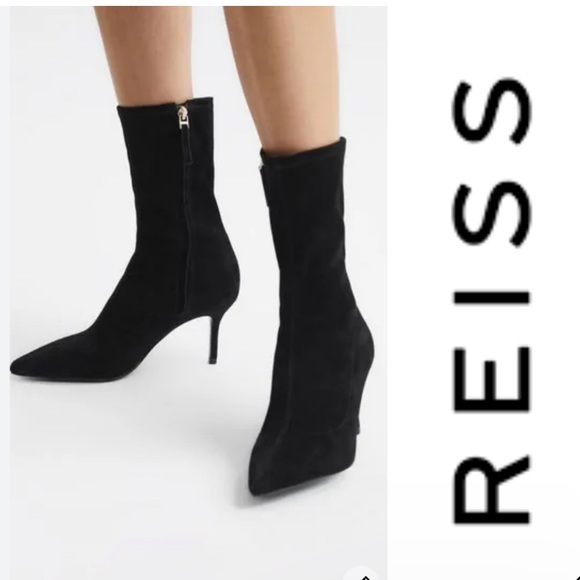 REISS Caley Black
Pointed Kitten Heel Leather size 36 
5.5US / 36EU $385 - Picture 1 of 16